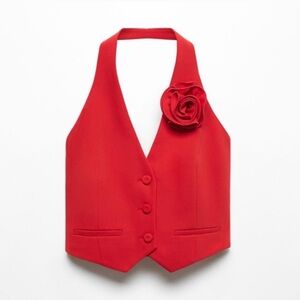 Mango Red Buttoned Vest